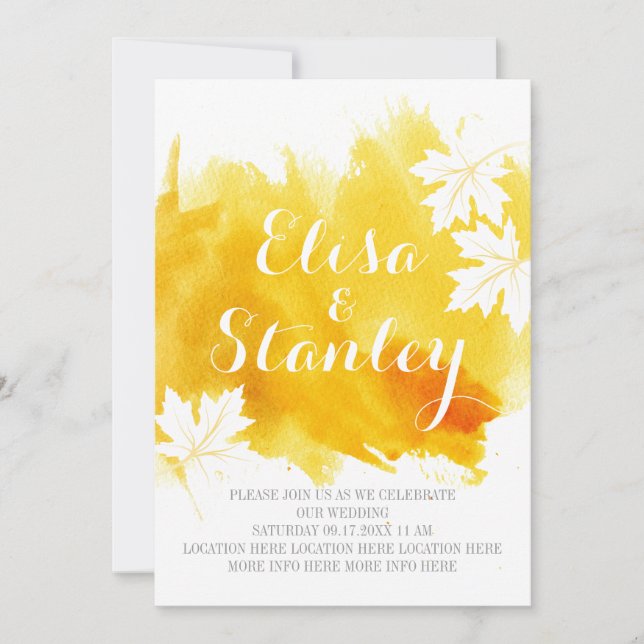 Invitation Mariage jaune abstrait moderne (Devant)