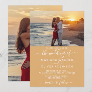 Invitation Mariage Jaune Boho Photo
