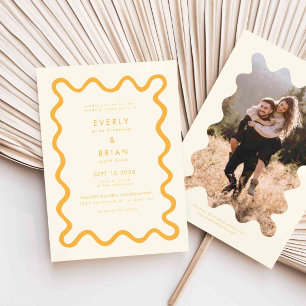 Invitation Mariage Jaune de ligne à main glissante