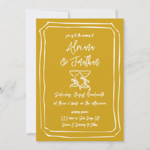 Invitation Mariage Jaune de moutarde de la main moderne