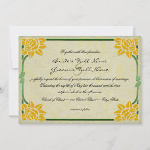 Invitation Mariage Jaune Fleurs Vintages d'été
