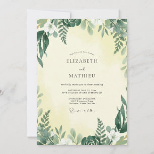 Invitation Mariage Jaune Fougère Olive