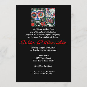 Invitation Mariage - Jour des Morts - Femme mexicaine et chat