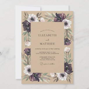 Invitation Mariage Kraft Anémone prune