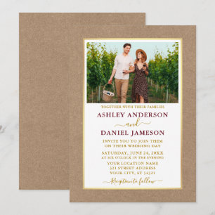 Invitation Mariage Kraft Gold de Bourgogne moderne