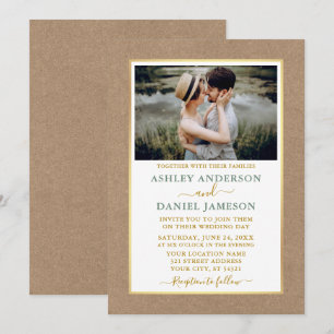 Invitation Mariage Kraft Vert Sage moderne