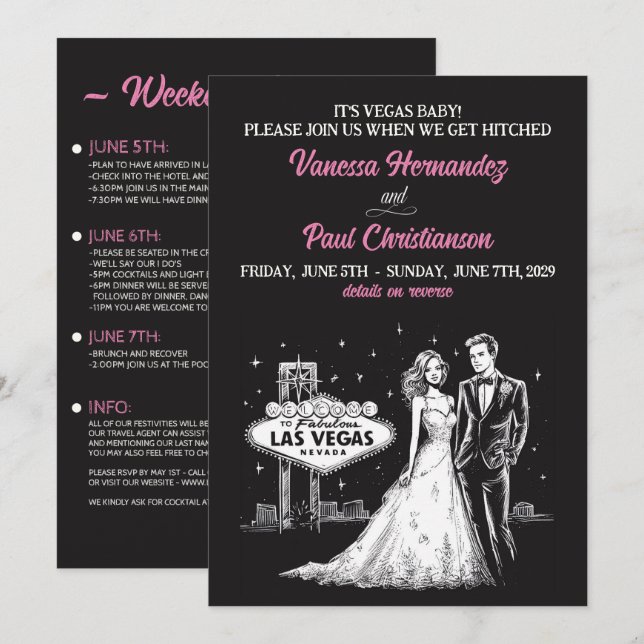 Invitation Mariage Las Vegas (Devant / Derrière)