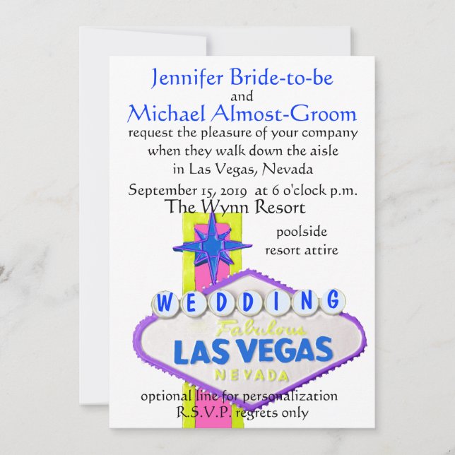 Invitation Mariage Las Vegas moderne (Devant)