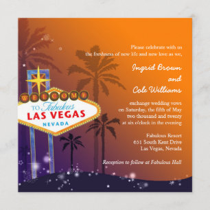 Invitation Mariage Las Vegas Orange & Purple Twilight