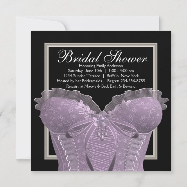 Invitation Mariage Lavande Corset Shower (Devant)
