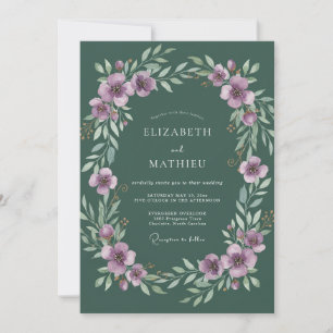 Invitation Mariage Lavande Feuillu Chasseur