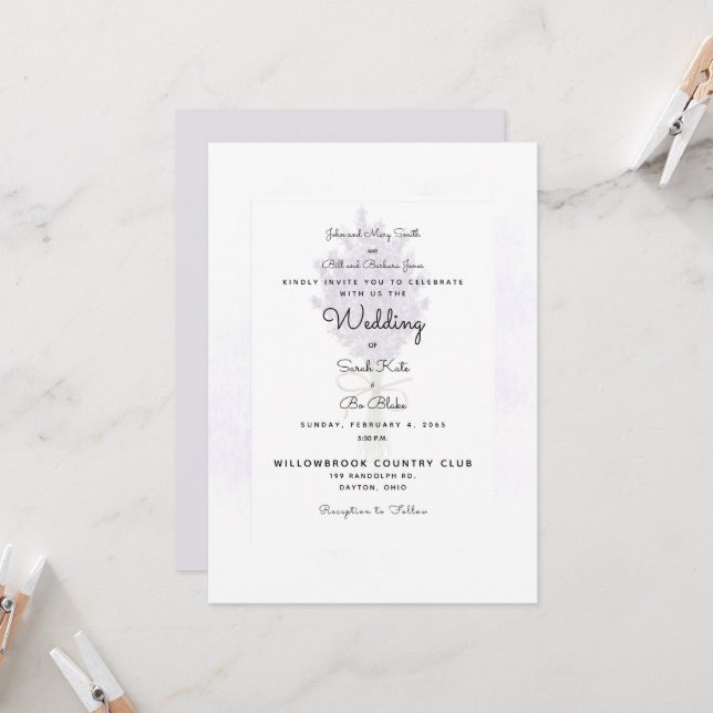 Invitation Mariage Lavande Les Deux Parents Mentionnés (Devant/Arrière en situation)