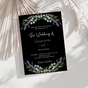 Invitation Mariage lavande noire violet verdure