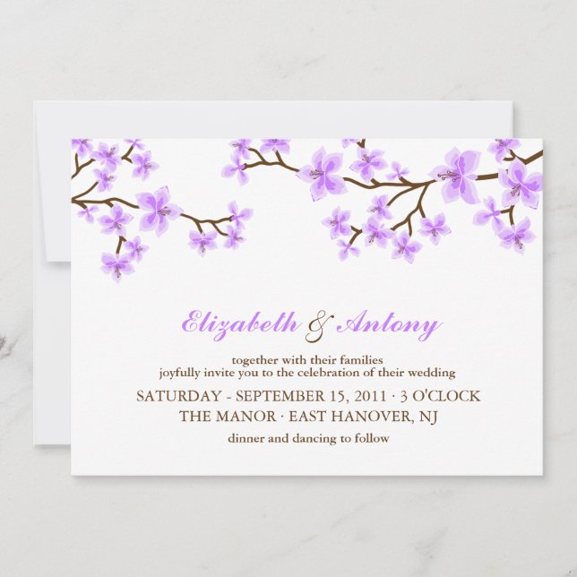 Invitation Mariage Lavender Cherry Blossoms (Devant)