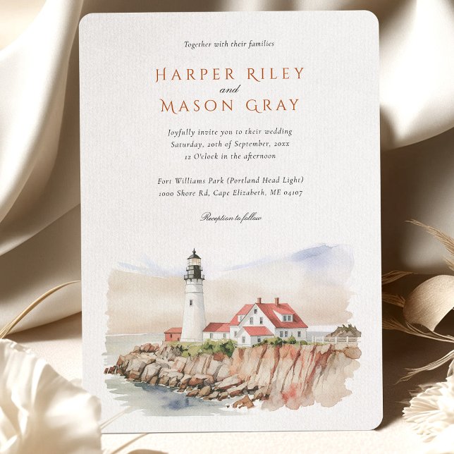Invitation Mariage léger Fort Williams Park Portland Head (Créateur téléchargé)