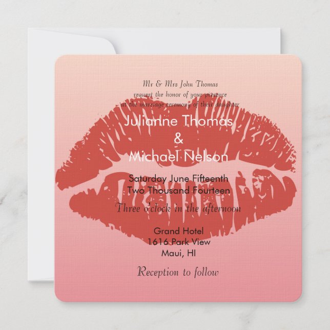 Invitation Mariage Lèvres Smooch (Devant)