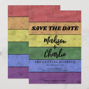 Invitation Mariage LGBT drapeau fierté Vintage Enregistrer la