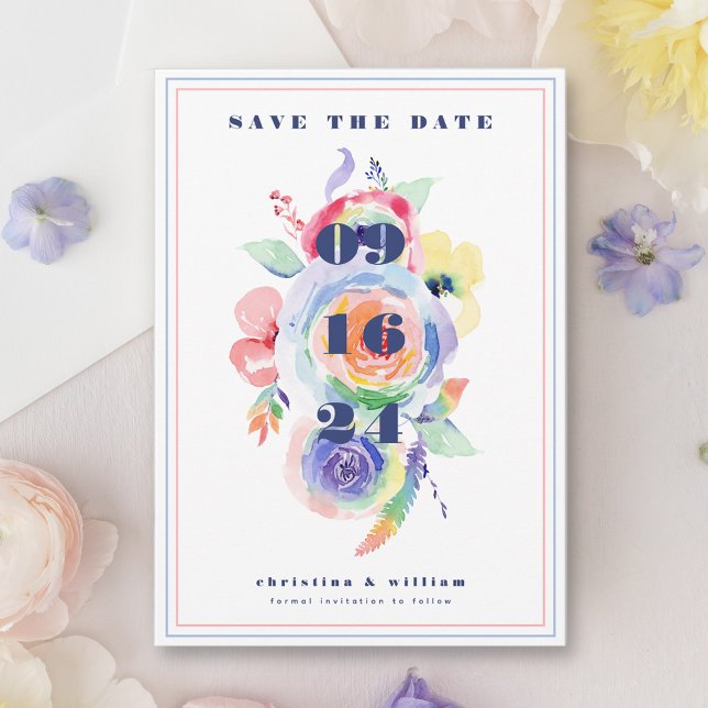 Invitation Mariage LGBTQ Floral moderne Sauvez la date (Créateur téléchargé)