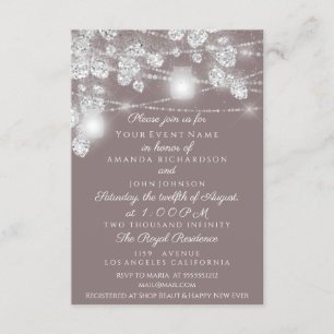 Invitation Mariage Lights Jars Parties scintillant Gris Argen