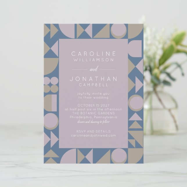 Invitation Mariage Lilac élégant et géométrique moderne (Debout devant)