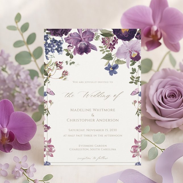 Invitation Mariage Lilac Floral Vintage (Créateur téléchargé)