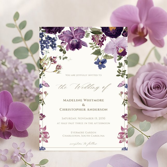 Invitation Mariage Lilac Floral Vintage (Créateur téléchargé)