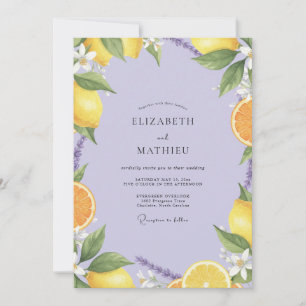Invitation Mariage Lilas Citron Eucalyptus Poussiéreux