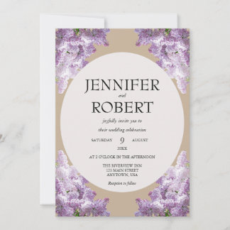 Invitation Mariage lilas et beige