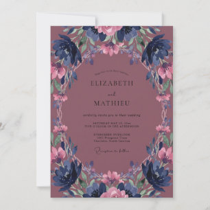 Invitation Mariage Lilas Mauve Indigo Ranunculus Eucalyptus