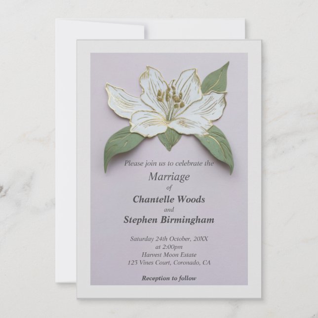 Invitation Mariage Lily blanche (Devant)
