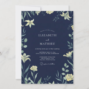 Invitation Mariage Lily Indigo de Minuit