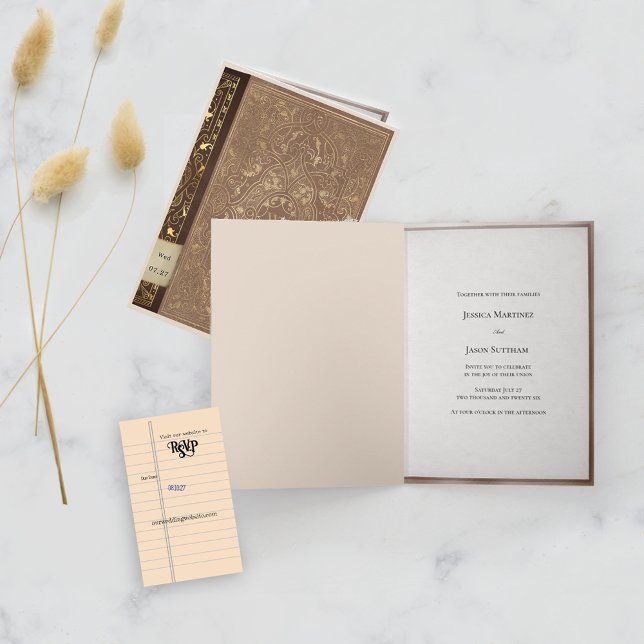 Invitation Mariage littéraire du livre de bibliothèque (Créateur téléchargé)
