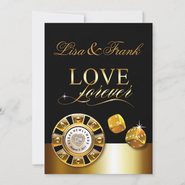 Invitation Mariage Love Forever Las Vegas | or noir (Devant)