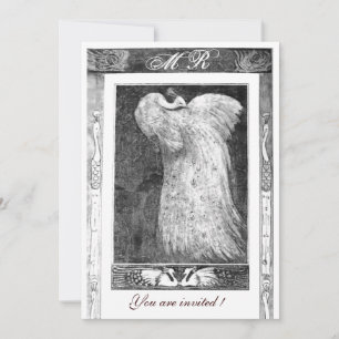 Invitation MARIAGE LOVE PEACOCK MONOGRAM, noir et blanc