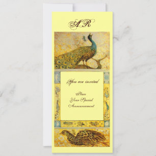 Invitation MARIAGE LOVE PEACOCKS MONOGRAM, vert brun