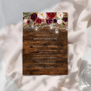 Invitation Mariage Lumières Bourguignonnes Rustique