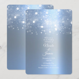 Invitation Mariage lumières scintillantes argentées bleu hive