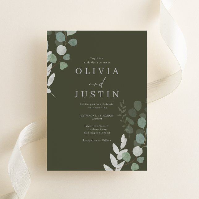 Invitation Mariage Luxe : Divine Olive Greenery Mariage (Créateur téléchargé)