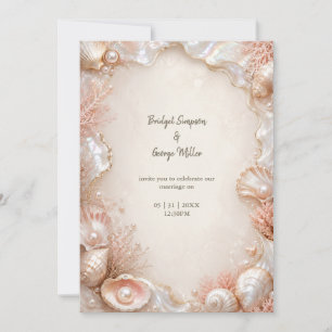 Invitation Mariage Luxe Perle Coquillage glamour Romance