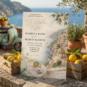 Invitation Mariage Luxueux La Dolce Vita sur la Côte Amalfita