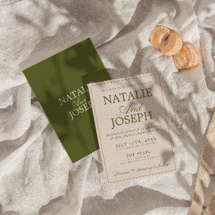 Invitation Mariage Luxueux Rétro Argent Ancien Olive Vert Élé