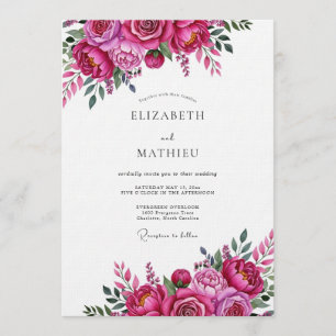 Invitation Mariage Magenta Vivid Bloom