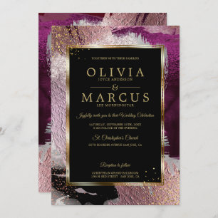 Invitation Mariage   Magnifique Gras Cassis Plum Abstrait