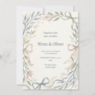 Invitation Mariage Magnolia Bleu Vert