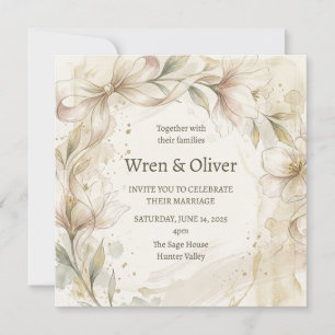 Invitation Mariage Magnolia Ivoire
