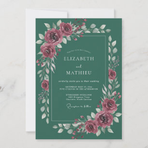 Invitation Mariage Majestueux dans une Forêt de Teal Profond