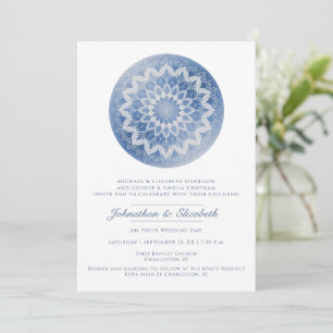 Invitation Mariage Mandala Brodé Bleu