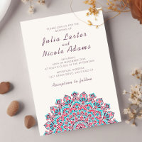 Mariage Mandala Croissant Rouge Bleu Chaud