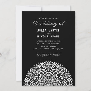Invitation Mariage Mandala en marbre de corail rouge et bleu