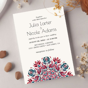 Invitation Mariage Mandala Fleurs de Lotus Oiseaux Cygne Chuc